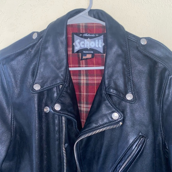 Schott Black Leather Biker Jacket - Picture 3 of 7